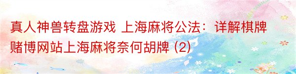 真人神兽转盘游戏 上海麻将公法：详解棋牌赌博网站上海麻将奈何胡牌 (2)