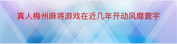 真人梅州麻将游戏在近几年开动风靡寰宇